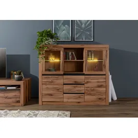 MASSIVMOEBEL24.DE Highboard 155 x 140 x 43 cm Braun