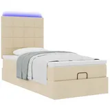 vidaXL Ottoman-Bett mit Matratze Creme 100x200 cm Stoff