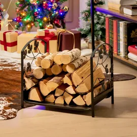 Costway Kaminholzregal Metall 41 cm bis 50 kg Schwarz