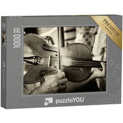 puzzleYOU Puzzle Puzzle 1000 Teile XXL „Musik: Geige, Violine, Vintage-Design“, 1000 Puzzleteile, puzzleYOU-Kollektionen Musik, Menschen