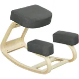 Ergonomischer Kniestuhl Aus Birkenholz Mit Kissen, 51 X 69 X 58 Cm, Grau
