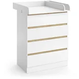 VitaliSpa Wickelkommode Emmi, Weiß/goldkraft Eiche, 80 x 111.7 cm mit 4 Schubladen,