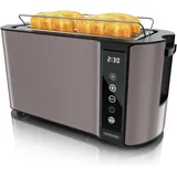 Arendo Toaster Wärmeisoliertes Doppelwandgehäuse, 2 lange Schlitze, Touch-Display, für 4 Scheiben, 1500 W, Toaster, Grau