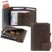 SecWal Geldbörse "SW1" Kartenbörse Herren klein 7x9cm, Kartenbörse, Minibörse, Kartenetui Alucase, RFID Schutz und Münzfach braun
