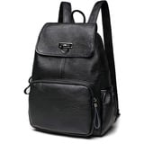 FANDARE Echtes Leder Rucksack Damen Stylisch Rucksäcke Wasserdicht Daypack Schultasche für Universität Arbeit Einkaufen Reise Rucksack Schwarz