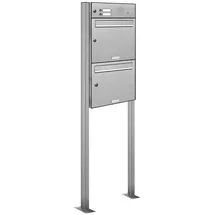 AL Briefkastensysteme 2er Edelstahl Standbriefkasten inkl. Zeitungsfach