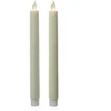 MARELIDA LED Stabkerzen Tafelkerzen bewegliche Flamme H: 24cm 2er Set creme