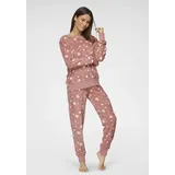 VIVANCE Pyjama VIVANCE DREAMS Gr. 36/38, rosa (altrosa, weiß, allover, gemustert) Damen Homewear-Sets mit Alloverdruck