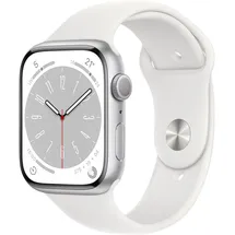 Apple Watch Series 8 GPS 41 mm Aluminiumgehäuse silber, Sportarmband weiß