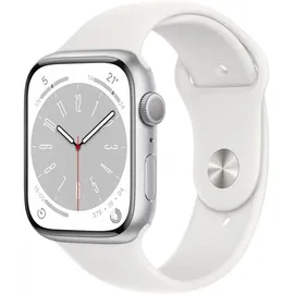 Apple Watch Series 8 GPS 41 mm Aluminiumgehäuse silber, Sportarmband weiß