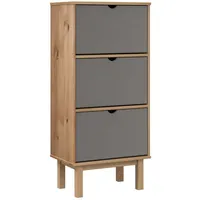 VidaXL Schuhschrank OTTA mit 3 Schubladen Braun&Grau Massivholz Kiefer