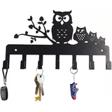 Schlüsselbrett für die Wand,Schlüsselbrett Schwarz Metall für Dekorative Eule,Multifunktion Haken Aufhänger 7 Haken,für Wandhaken Dekor,Kleiderhaken Schlüsselhalter Organizer Aufhänger (Stil 3)