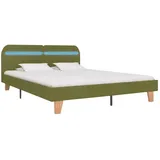 vidaXL Bettgestell mit LED Grün Stoff 160x200 cm