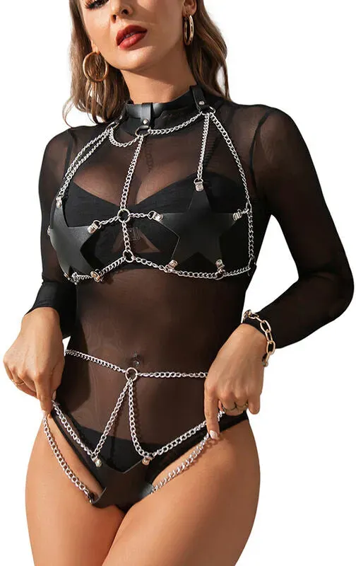 SUBBLIME Ganzkörper Harness mit Stern-Kettendetail One Size