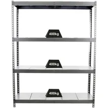 Proregal Schwerlastregal Metal Yeti Four HxBxT 200x150x45cm | Fachlast 400kg | Grau Metall, 150x200x45 cm Freizeit, Heimwerken, Werkstatt, Schwerlastregale