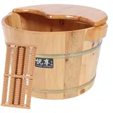 Beatifufu Holz Fußbadewanne Für Zuhause Fußeimer Aus Massivholz Fußbecken Mit Deckel Fußwaschbecken Für Entspannung Mehrzweck-fußbadewanne Mit Glatten Kanten