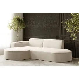 Kaiser Möbel Ecksofa Designer MODENA STUDIO stoff Dicker cord Poso Ecru Links