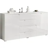 HBZ Sideboard 165 x 80 x 40 cm Weiß Hochglanz