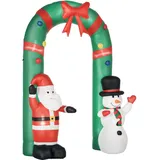 Homcom Aufblasbare Weihnachtsdeko 245 m Torbogen mit Weihnachtsmann und Schneemann, integriertes Gebläse für festliche Gartendeko Aosom.de