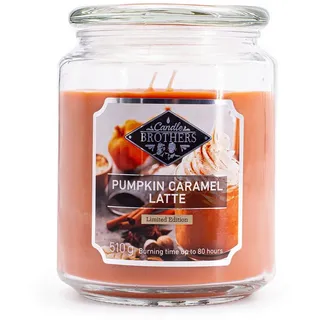 Candle-Brothers Große Duftkerze im Glas mit Deckel | Pumpkin Caramel Latte | Duftkerze Kürbis | Kerze 2 Docht | Kerze lange Brenndauer | Geschenk für Frauen