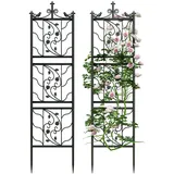 unho Rankgitter Metall, 2er Set, rostfrei Rankhilfe für Kletterpflanzen, 195 x 50 cm, Spalier Garten, Gartendeko Schwarz