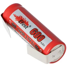 AccuCell IMR 14430 600mAh 3,6V - 3,7V Li-Ion-Akku mit Lötfahne U-Form, Abmessungen 42,63x14,4mm