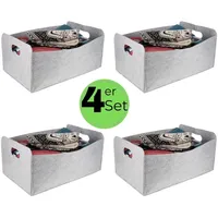 4x Aufbewahrungsbox faltbar Filz Stoff Box Aufbewahrungskorb Filzkorb grau groß