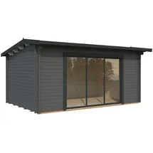 Palmako Gartenhaus Ines 13,7 m2 mit Schiebetür - 44 mm dunkelgrau/anthrazit