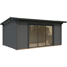 Palmako Gartenhaus Ines 13,7 m2 mit Schiebetür - 44 mm dunkelgrau/anthrazit