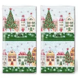 20 einzelne Taschentücher Weihnachten Weihnachtsstadt. 2 Packungen mit 10 einzelnen Papiertaschentücher bedruckt als Geschenk.