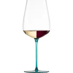 Weinglas EISCH GERMANY "INSPIRE SENSISPLUS, Made in Germany", blau (aqua), H:25,3cm Ø:10,0cm, Kristallglas, Trinkgefäße, Veredelung der farbigen Stiele in Handarbeit, 2-teilig