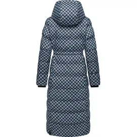 Ragwear Damen, Wintermantel Warmer atmungsaktiver und wasserdichter Mantel mit angesagtem Hahnentritt Muster mit Kapuze Niara Long Print YOUMODO Cloud Gr. 3XL - 3XL