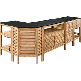 Dehner Outdoor-Küche Southampton Eckregal 50 x 50 x 90 cm Hellbraun/Schwarz