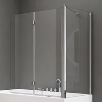 doporro 70x120x140cm Design-Duschwand für Badewanne Badewannenaufsatz Duschabtrennung 6mm ESG-Sicherheitsglas inkl. NANO-Beschichtung Badewannenfaltwand Wandanschlag links/rechts