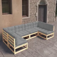 vidaXL 6-tlg. Garten-Lounge-Set mit Kissen Massivholz Kiefer