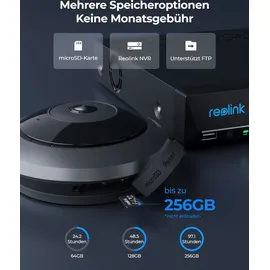 Reolink 6MP 360° Panorama Fisheye-Kamera PoE Überwachungskamera Bewegungserkennung, 3k+ HD Personenerkennung, 2-Wege-Audio - Schwarz