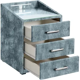 ed exciting design Nachtkonsole MOON Nachttisch Boxspringbett, Infinity Smoke Blue - Funktionaler Nachtschrank mit LED-Beleuchtung und USB-Anschluss (B/H/T)