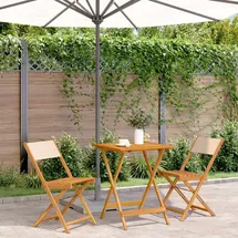 vidaXL 3-tlg. Bistro-Set Beige Stoff und Massivholz