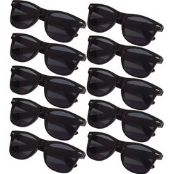 TSB Werk Sonnenbrille 1-10 Sonnenbrille Pilotenbrille Retro Nerd Horn (10-St) Party, Brille, Schwarz, UV Schutz