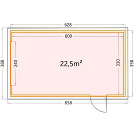 Telluria Einzelgarage 3,58 x 6,28 m grau pulverbeschichtet