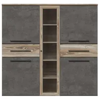 99rooms Mirdi Vitrine Picea Kiefer Beton Optik ohne LED-Beleuchtung