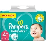 Pampers Baby Windeln Größe 4+ (10-15kg) Baby-Dry, Maxi Plus, 94 Stück, MAXI PACK, bis zu 12 Stunden Rundum-Auslaufschutz