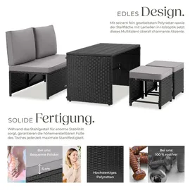 Tectake Monopoli Rattanlounge-Set 4-tlg. schwarz
