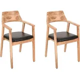 ab:stil.art.moebel Esszimmerstuhl massive Akazie natur Sitz Echtleder schwarz ANGEL (2er-Set)