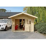 Konifera Gartenhaus KONIFERA "Kallenberg 2", beige (naturbelassen), Fußboden im Gartenhaus, Dachfolie, Holz, Gartenhäuser