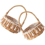 HAPINARY 2 Stück Quasten Geflochtene Blumenkörbe Für Hochzeiten, Blumenmädchenkörbe, Hochzeitskorb, Blumensammelkorb, Kleiner Korb, Geflochtene Körbe Mit Griffen, Blumenmädchenkörbe Für