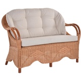 Wintergarten Rattansofa Natur Rattan Couch Zweisitzer (Terracotta, 2-Sitzer)