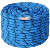 Vevor 12,7 mm statisches Kletterseil, 38 m (125 Fuß) Outdoor-Kletterseil, 30 kN Bruchfestigkeit, Faserseil mit Stahlkarabinerhaken für Flucht, Abseilen, Brandrettung, Blau