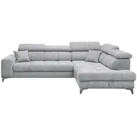 Ed exciting design Ecksofa Hellgrau, Textil, 4-Sitzer, Ottomane rechts,L-Form,