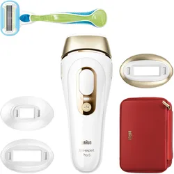 IPL-Haarentferner BRAUN "Silk·expert Pro 5 PL5262", gold (weiß, gold), IPL-Haarentferner, Damen, 3 Aufsätze, Aufbewahrungstasche, Venus Rasierer